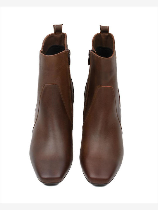 Leather Women's Ankle Boots Tabac Brown