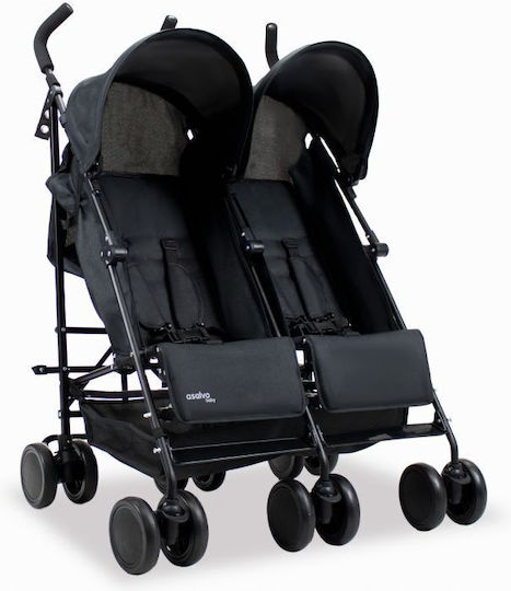 Asalvo Double River Reversible Double Stroller Suitable for Newborn Black 13.5kg