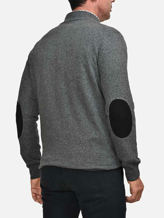 Ellemme Herren Langarm-Pullover Ausschnitt mit Reißverschluss Gray