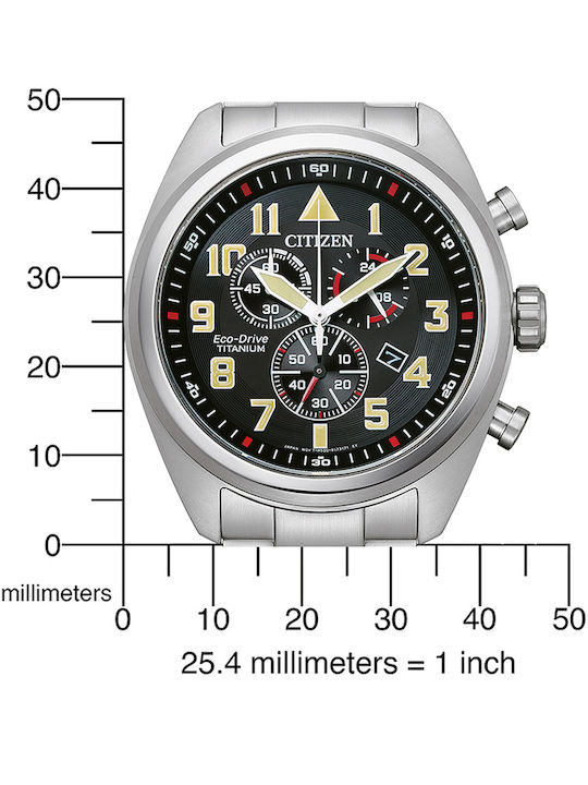 Citizen Eco-Drive Super Titanium Men's Watch 43mm Chronograph Eco - Drive with Silver Metal Bracelet