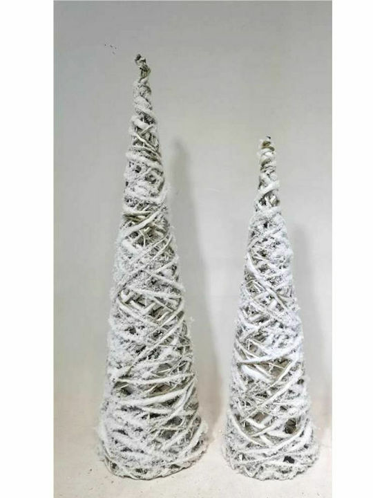 Iliadis Christmas Decorative Wood Tree Cone 60cm White 2pcs Set