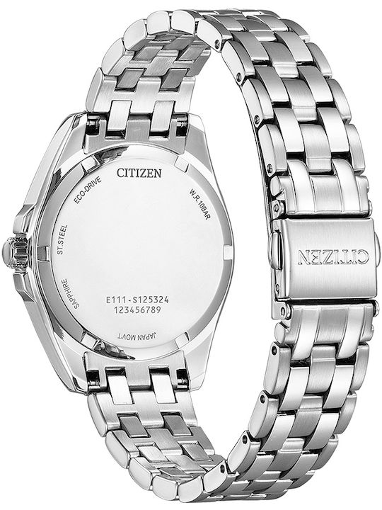 Citizen Γυναικείο Ρολόι 36mm Eco - Drive με Ασημί Μεταλλικό Μπρασελέ