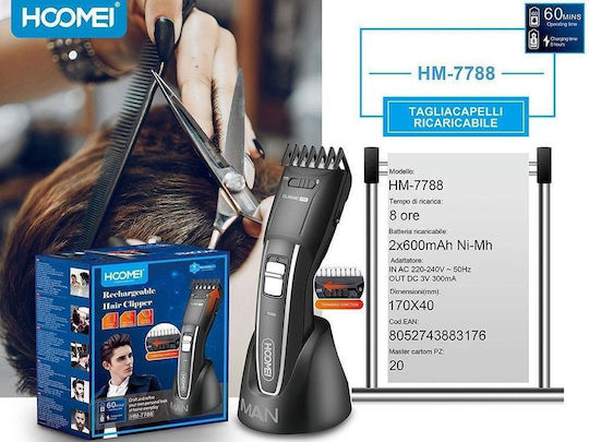 Hoomei Wiederaufladbar Haarschneidemaschine Schwarz HM-7788