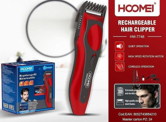 Hoomei Wiederaufladbar Haarschneidemaschine Rot HM-7748