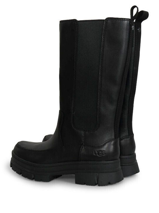 Leather Women's Boots with Rubber Ashton High Chelsea Black