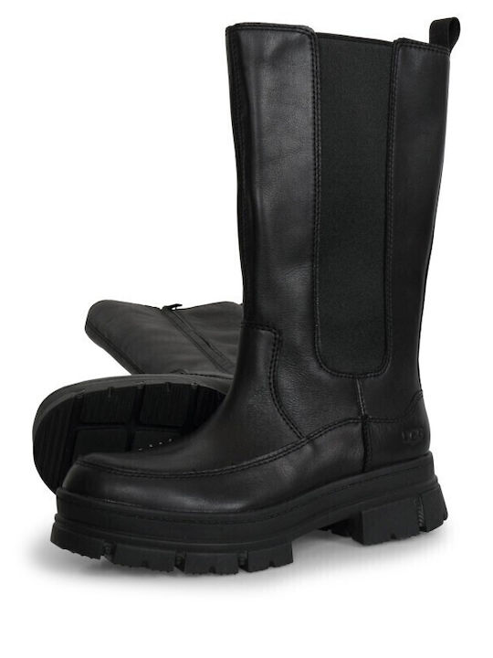 Leather Women's Boots with Rubber Ashton High Chelsea Black