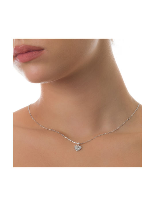 Oxzen Necklace with design Heart from Gold Plated Silver with Zircon