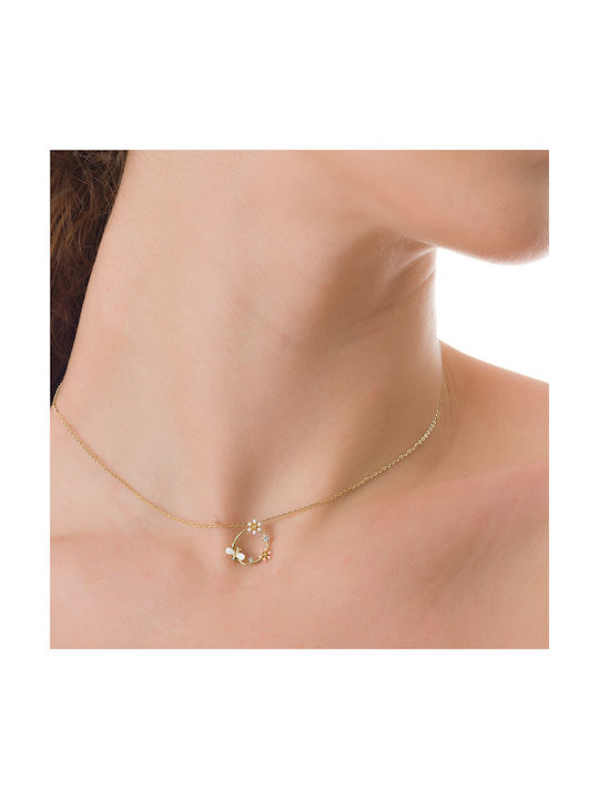 Oxzen Halskette mit Design Blume aus Vergoldet Silber