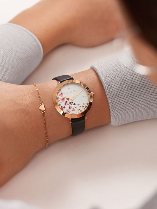 Ted Baker Ammy Hearts Ρολόι Μπαταρίας με Δερμάτινο Λουράκι
