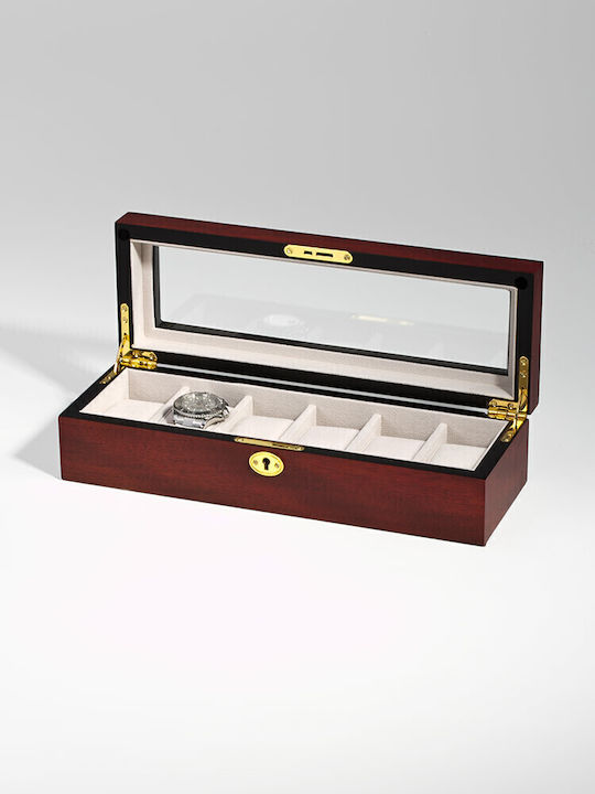 Rothenschild Wooden Case with transparent lid for 6 watches in Brown color RS-1087-6C
