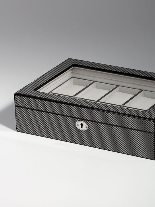 Rothenschild Wooden Case with transparent lid for 20 watches in Black color RS-2071-10CA