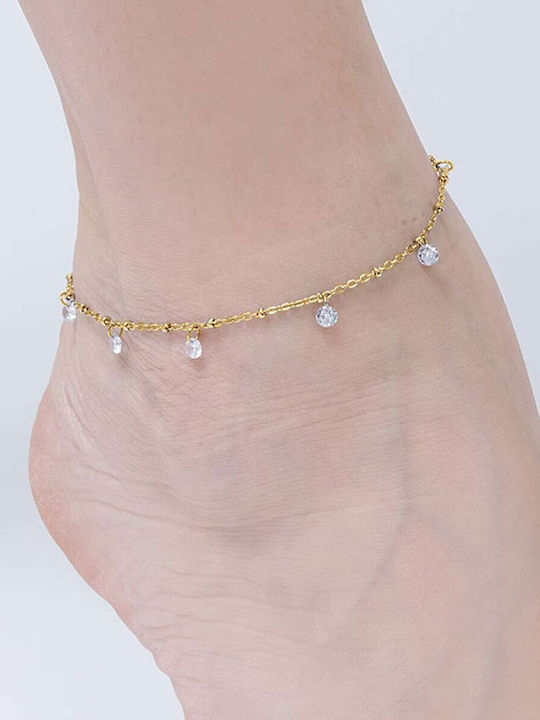 Luca Barra Bracelet Anklet Chain made of Steel Gold Plated with Zircon