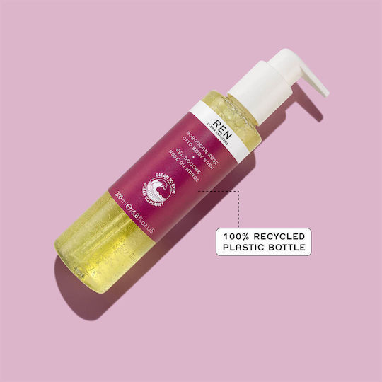 Ren Clean Skincare Moroccan Rose Bubble Bath Gel with Chamomile and Rose Scent 200ml
