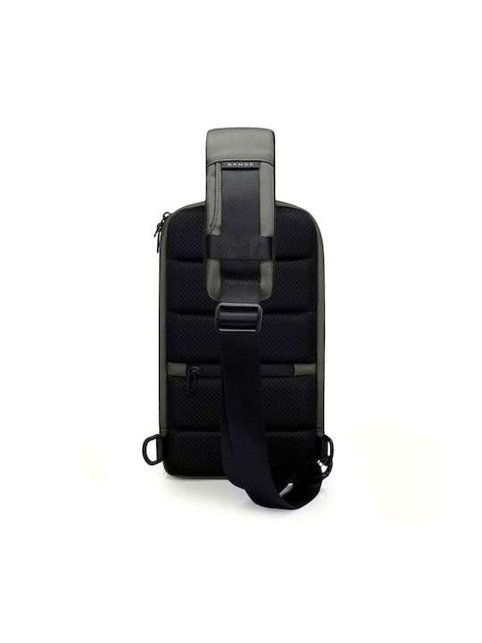 Bange Fabric Sling Bag with Zipper, Internal Compartments & Adjustable Strap Khaki 17.5x11x34cm