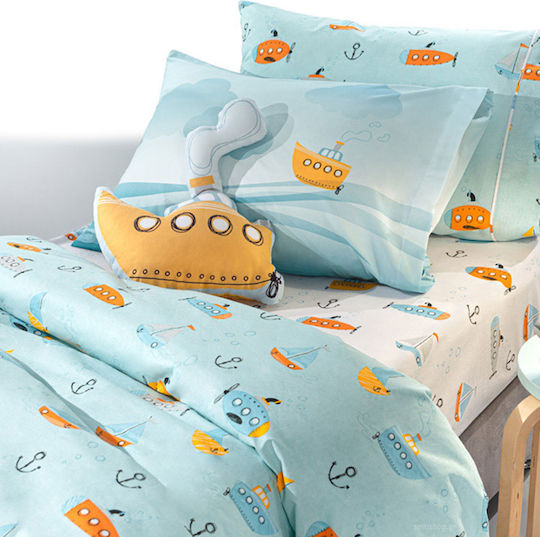 Saint Clair Sub Suede Παιδική Παπλωματοθήκη Μονή Βαμβακερή Γαλάζια 165x225εκ.