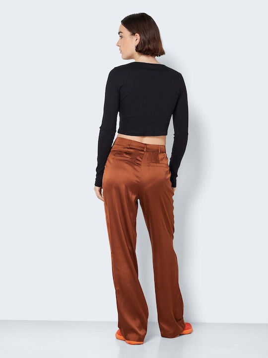 Noisy May Damen Crop Top Baumwolle Langärmelig Schwarz