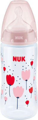 Nuk Sticlă de Plastic pentru Bebeluși First Choice Plus Temperature Control Anti-Colici cu Tetină de Silicon pentru 6-18 luni Roz Flori 300ml 1buc 10.741.940