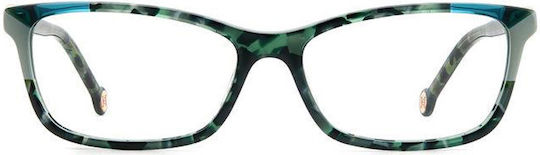 Carolina Herrera Plastic Eyeglass Frame Green Tortoise HER 0114 PHW