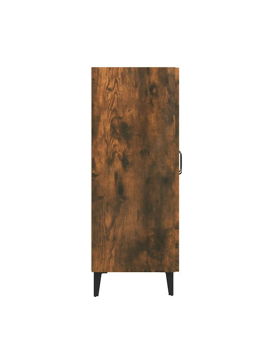 Living Room Display Cabinet Made of Particle Board with Smoky Glass Oak 69.5x34x90cm