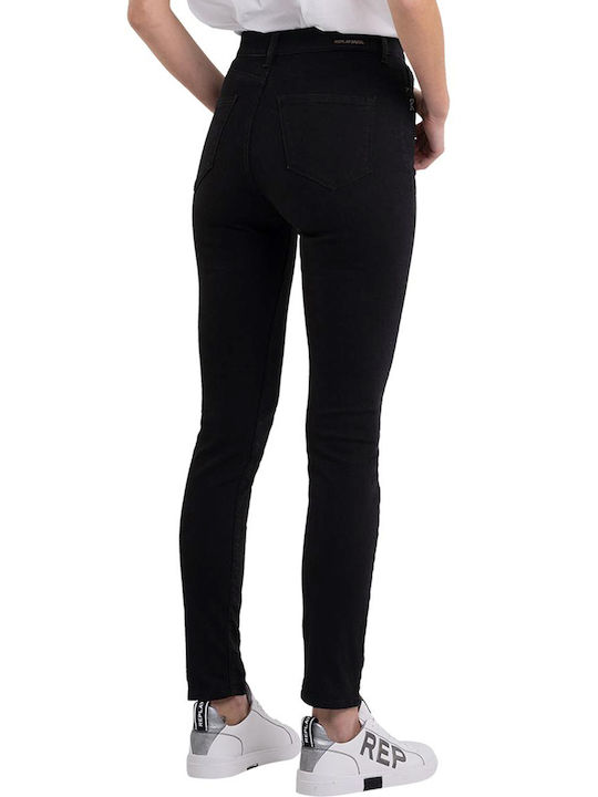 Replay High Waist Women's Jean Trousers in Slim Fit Black