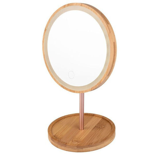 Estia Καθρέπτης Μακιγιάζ Επιτραπέζιος Bamboo Essentials με Φως 18x30cm Bamboo