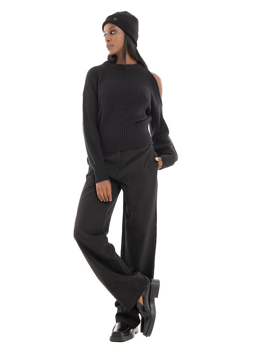 Only Women's Fabric Trousers in Straight Line Black