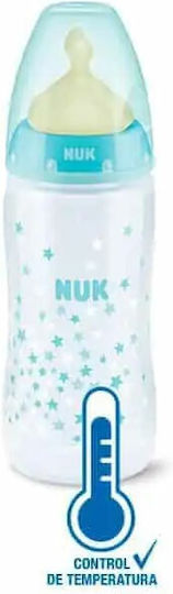 Nuk Πλαστικό Μπιμπερό First Choice Plus Temperature Control Κατά των Κολικών με Θηλή Καουτσούκ 300ml για 0+ μηνών Σιέλ Αστεράκια