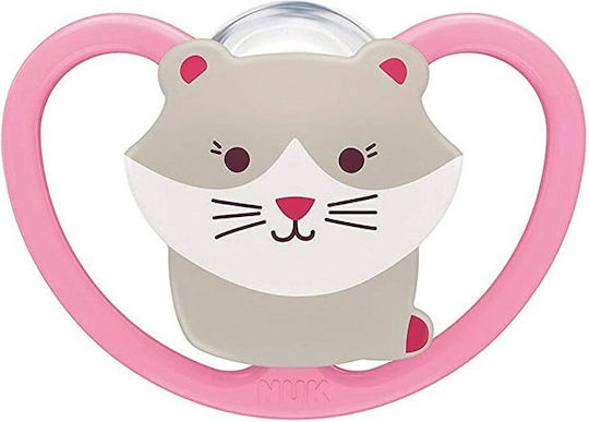 Nuk Space Orthodontic Pacifier Silicone with Case Cat - Fuchsia for 18-36 months