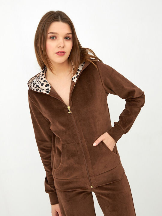 Harmony Winter Women's Pyjama Set Velvet Brown