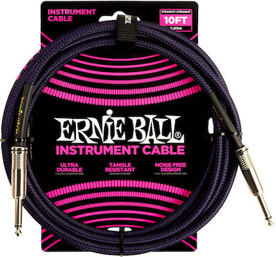 Ernie Ball Braided Instrument Cable 6.3mm male - 6.3mm male 3m (P06393)