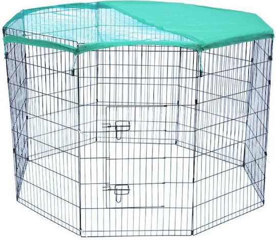 Glee Medium Net Foldable Park Dog Octagon Medium made of Metal in Silver Color 60 x 60 x 76cm