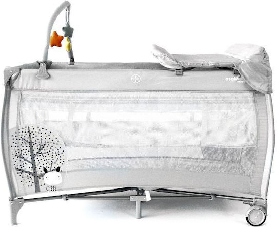 Asalvo Complet Laufstall 2 Ebenen mit Wickeltisch & Matratze Gray 75x125cm