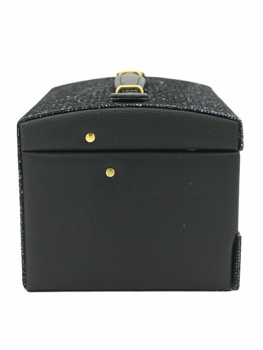 Cx1704 Velvet Jewellery Box with Drawer and Mirror Black