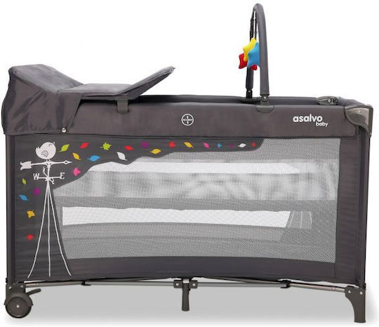 Asalvo Complet Laufstall 2 Ebenen mit Wickeltisch & Matratze Gray 65x125cm