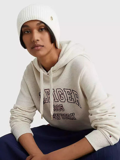 Beanie Γυναικείος Σκούφος με Rib Πλέξη σε Λευκό χρώμα