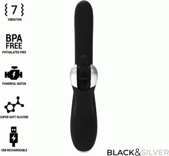 Dream Love Black & Silver Storm Δονητής Rabbit 24cm Black
