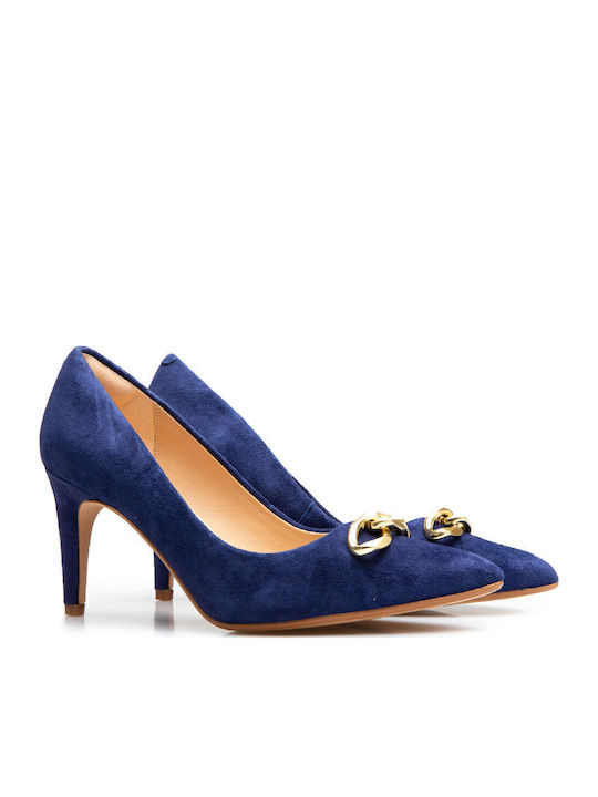 Suede Navy Blue Heels Laina 85