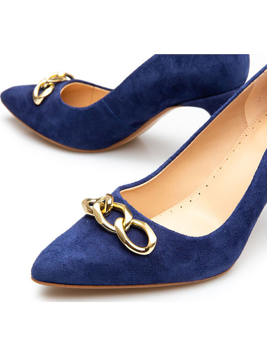 Suede Navy Blue Heels Laina 85