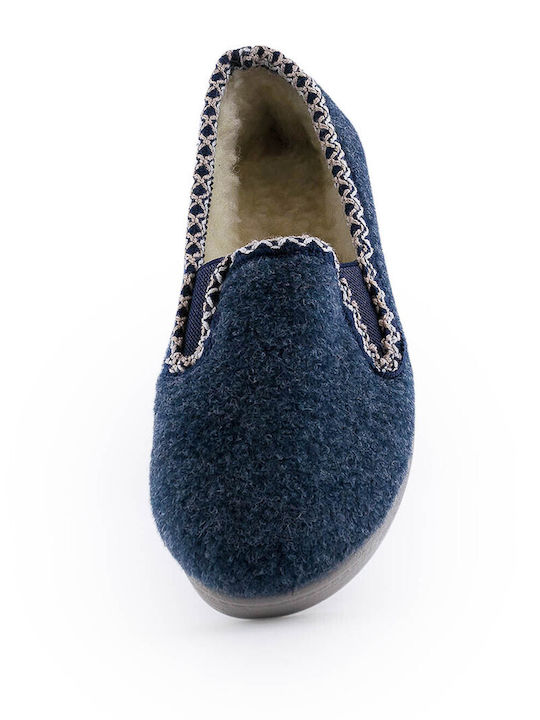 Love4shoes Closed-Back Women's Slippers with Fur In Blue Colour