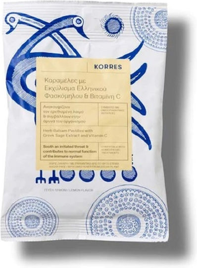 Korres Lozenges with Greek Sage Extract & Vitamin C Gluten-Free Lemon 50gr 15pcs