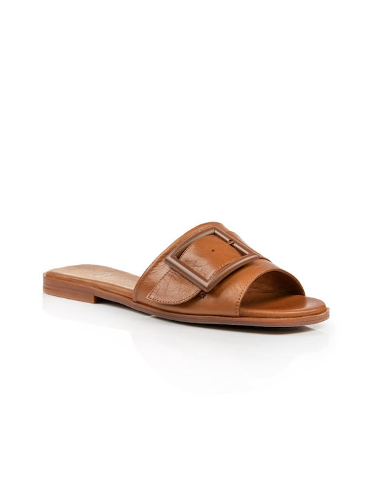 Boxer Women's Flat Sandals in Tabac Brown Color