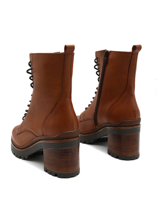 Leather Women's Ankle Boots Tabac Brown