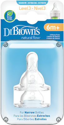 Dr. Brown's Narrow Bottle Tetine din Silicon pentru 6+ luni 2buc