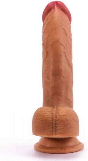 Lovetoy Nature Cock Dual layered Platinum LV4004 Realistic Silicone Dildo with Scrotum & Suction Cup Brown 20cm