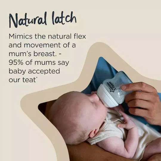 Tommee Tippee Plastic Baby Bottle Closer to Nature Anti-Colic with Silicone Nipple for 3+ months Transparent 340ml