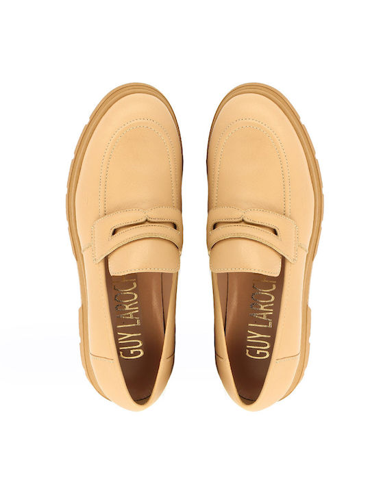 Guy Laroche Δερμάτινα Γυναικεία Loafers σε Μπεζ Χρώμα