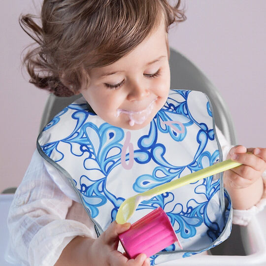 Naforye Italian Manor Waterproof Bib Plastic with Hoop & Loop Fastener & Pocket Gray for 6 m+