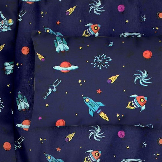 Dimcol Space Față de pernă pentru copii din bumbac 100% 50x70buc Μπλε