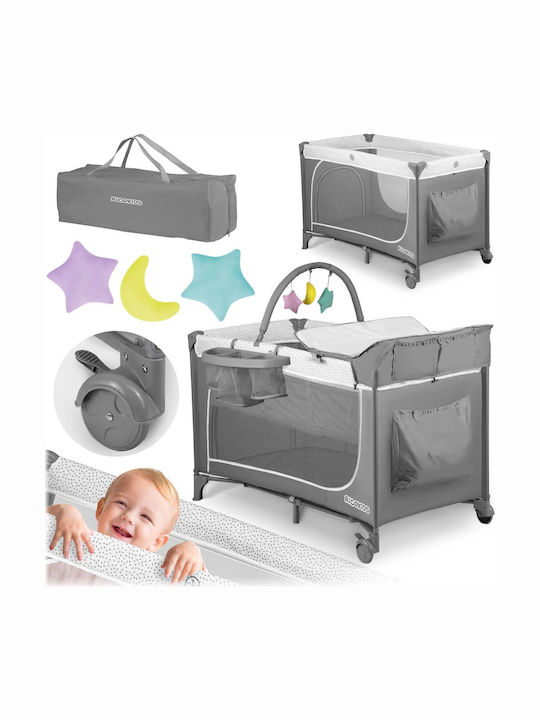 Ricokids RK-241 Παρκοκρέβατο με Αλλαξιέρα & Στρώμα Γκρι 125x65cm