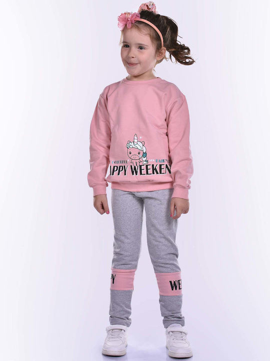 Nek Kids Wear Kids Set with Leggings Winter 2pcs Pink